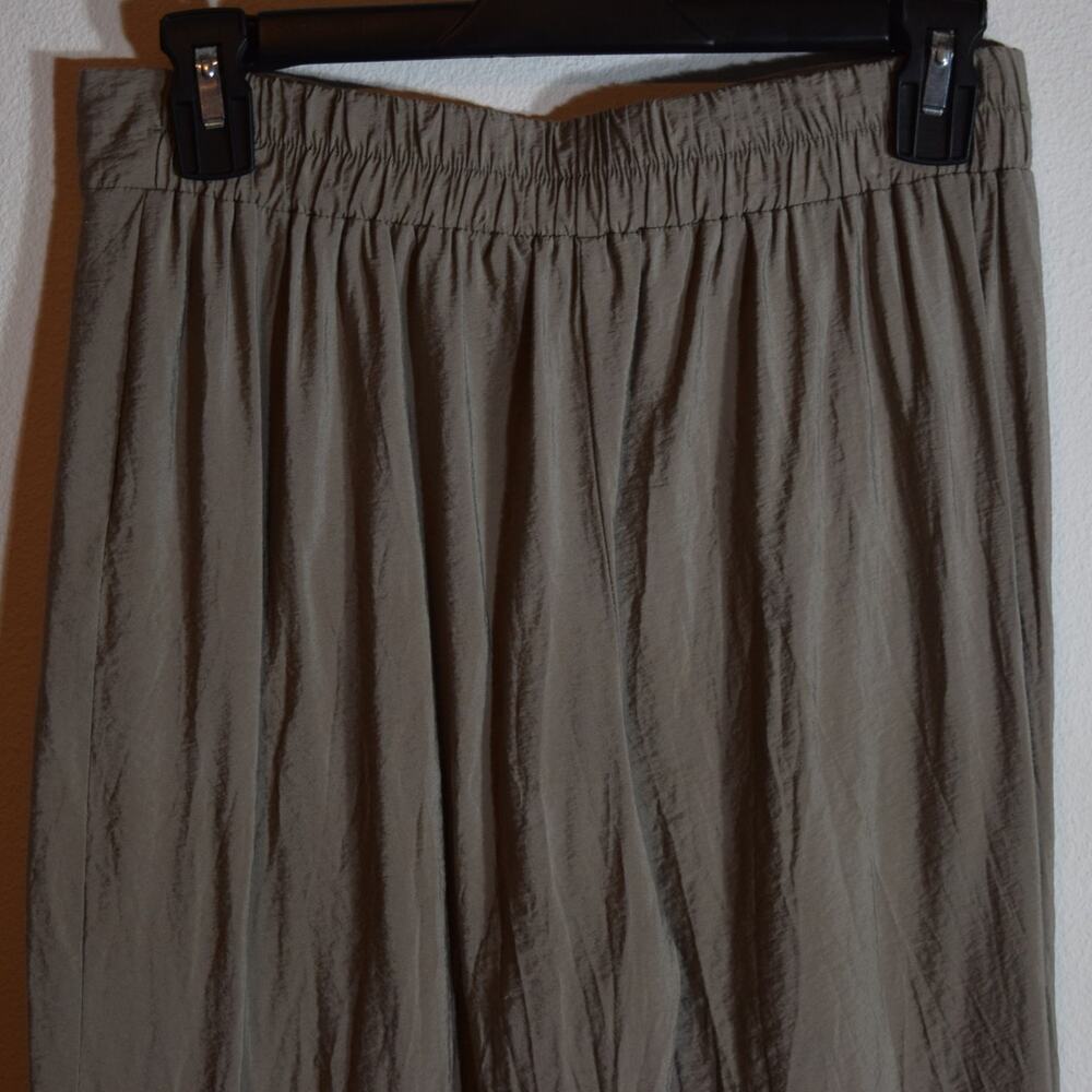 Rachel Zoe Pants Womens Small Sage Green Crinkle Wide Leg Pull On Rayon - Picture 3 of 10